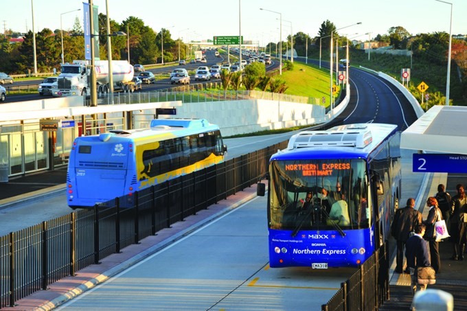 Northern Busway in Auckland that runs along the motorway